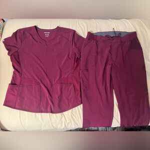 Scrubstar Wine Notch Neck Scrub Top and Straight Leg Pants